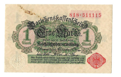 Niemcy - BANKNOT - 1 Marka 1914 r. SUPER SERIA!! (18)