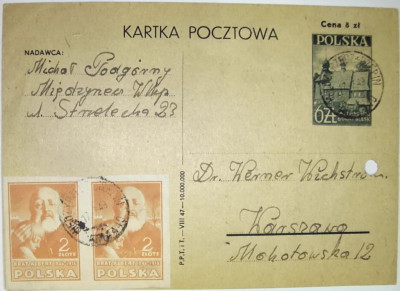1948 r. Kartka Pocztowa Cp 103 kasowana