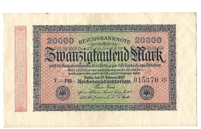 Niemcy - BANKNOT - 20 000 Marek 1923 seria T-PB  (52)