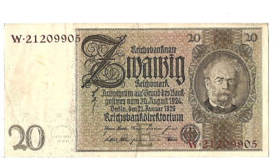 Niemcy - III Rzesza - BANKNOT - 20 Marek 1929 (55)