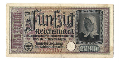 50 MAREK - FUNFZIG REICHSMARK 1939-1944 III RZESZA