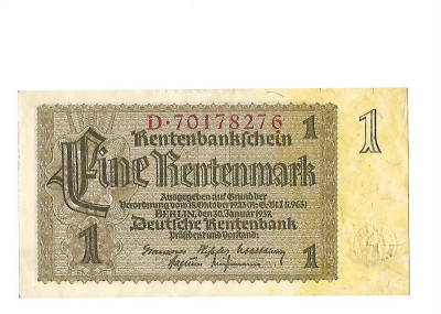 BANKNOT NIEMCY 1 marka RENTENMARK - 1937 r SUPER STAN!! (60)