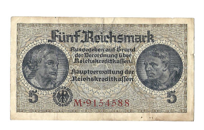 Stary banknot Niemcy 5 reichsmark 1939-1944  (62)