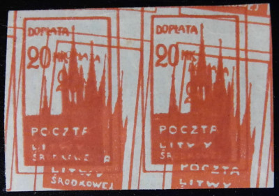 Fi 6 Mk - Poczta Litwy Środkowej - znaczki dopłaty