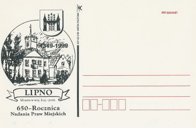 bez. Gdańsk 1999.III.02 - Lipno 650 lat praw miejskich