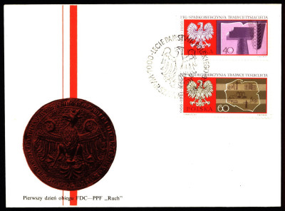 FDC 1966 S-350 Fi 1590-1591 1000-lecie Państwa Polskiego