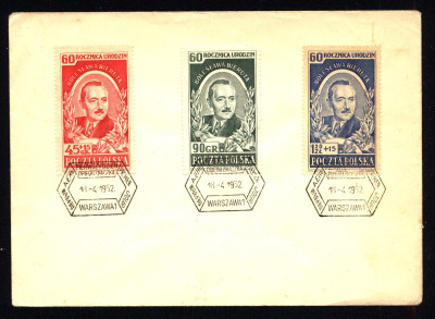 FDC 1952 S-028 Fi 594-596 Bolesław Bierut