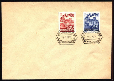 FDC 1953 S-070 Fi 671-672 Święto 22 lipca