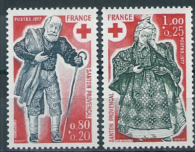 1977 r. Francja Mi  2046 - 2047**
