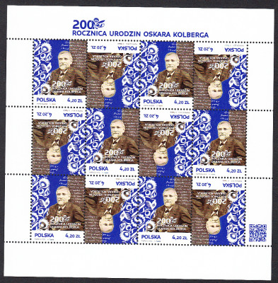 Fi 4510 Arkusik czysty ** 200 rocznica urodzin Oskara Kolber