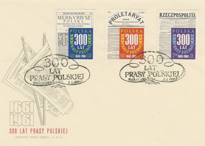 FDC 1074-76: 300 lat prasy polskiej