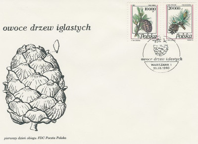FDC 3308-09: Owoce dzrew iglastych