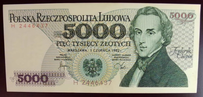 1982 r 5000 zł. Seria H. UNC.