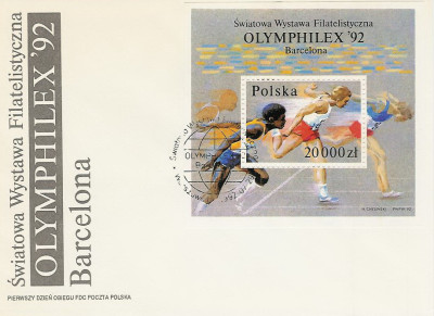 FDC blok 104 B: WF Olympilex 92