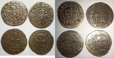 4 sztuki p&oacute;łgrosz Kazimierz Jagiellończyk srebro