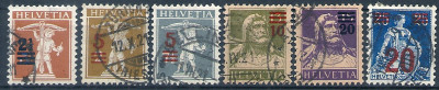 1921 r Szwajcaria Mi 156 - 161 kas.