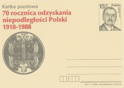 Cp 987 : 70 r. niepodległości Wł. Grabski