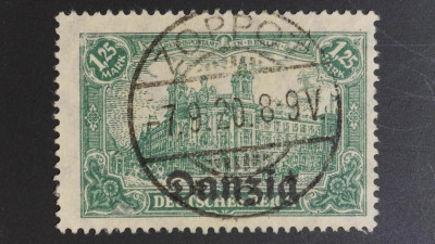 Fi 9b kasowany. Wolne Miasto Gdańsk WMG, "Danzig"