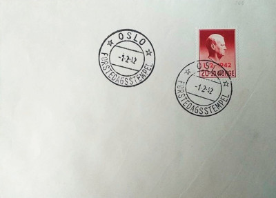 NORWEGIA 1942 FDC-VIDKUN QUISLING!