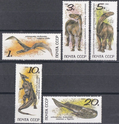 Fauna zwierzęta prehistoryczne ZSRR 1990 czyste **