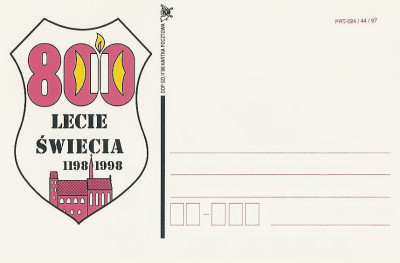 bez. Gdańsk 1998.II.02 : Świecie 800-lecie