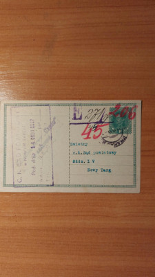 1917 kartka z Krakowa do Nowego Targu