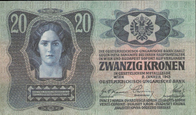 1913 r Banknot 20 Koron Austria Reprint - Kopia UNC