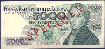 1982 r Banknot 5000 zł WZ&Oacute;R UNC