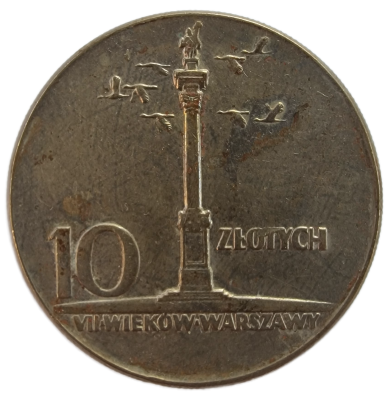 10 złotych (1965) - Kolumna Zygmunta obiegowe
