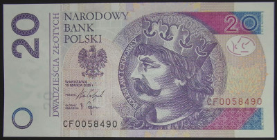 20 zł 2025 rok seria CF 0058490 UNC