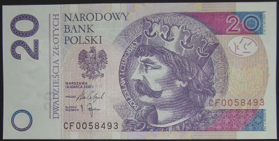 20 zł 2025 rok seria CF 0058493 UNC