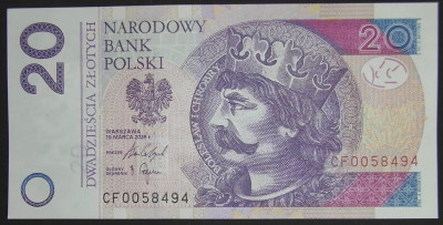 20 zł 2025 rok seria CF 0058494 UNC