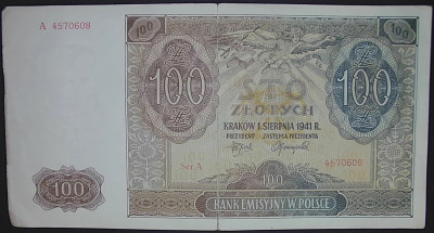 100 zł &ndash; 1 sierpnia 1941 r. seria A stan III