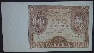 100 złotych 9 listopada 1934. Seria: C.O. 9119252