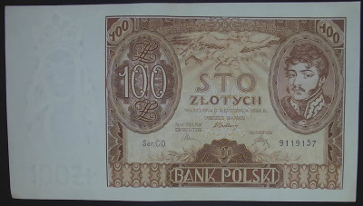 100 złotych 9 listopada 1934. Seria: C.O. 9119157