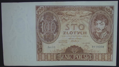 100 złotych 9 listopada 1934. Seria: C.O. 9119308