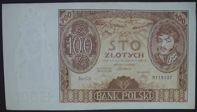 100 złotych 9 listopada 1934. Seria: C.O. 9119127