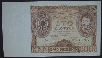 100 złotych 9 listopada 1934. Seria: C.O. 9119152