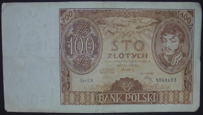 100 złotych 9 listopada 1934. Seria: C.N. 9568493