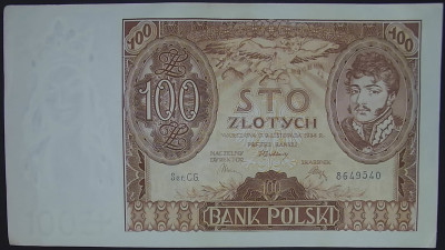 100 złotych 9 listopada 1934. Seria: C.G. 8649540