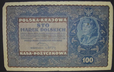 BANKNOT 100 Marek Polskich 1919 Kościuszko.