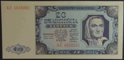 20 zł &ndash; 1 lipca 1948 r. Seria KE 4658081