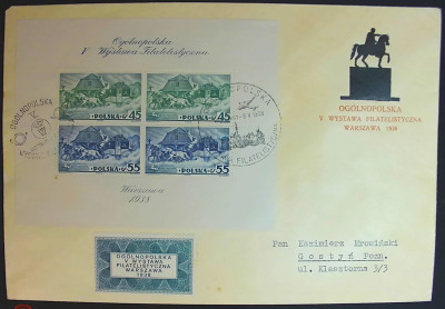 Blok 5B kasowany okolicznościowo 1938 na kopercie