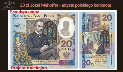 20zł J&oacute;zef Mehoffer - artysta polskiego banknotu