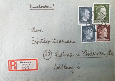 NIEMCY 1944 List polecony Heidenau frankatura Ukraina Ostlan
